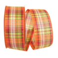 thumbnail image 1 of Reliant Ribbon 93156W-258-40K Field Plaid Stitch Value Wired Edge Ribbon - Orange & Green - 2.5 in. x 50 yards, 1 of 1