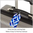 thumbnail image 3 of Square 2Pack PU Leather Blue and White Geometry Cruise Luggage Tag with Privacy Cover and Name ID Tag for Travel Handbags Backpacks Luggage Tags, 3 of 6