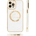 thumbnail image 5 of for iPhone 12 Pro Max Case [Support for Magsafe] Graphic Letter Love Pattern Magnetic Plating Screen Protector Luxury Elegant Case Camera Protector Soft Shockproof Corner Back Cover -White, 5 of 13