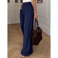 thumbnail image 6 of Wide Leg Pants Woman Spring Pockets Loose Flowy Trousers Lounge Palazzo Pant Vacation Clothes Navy Blue M, 6 of 10