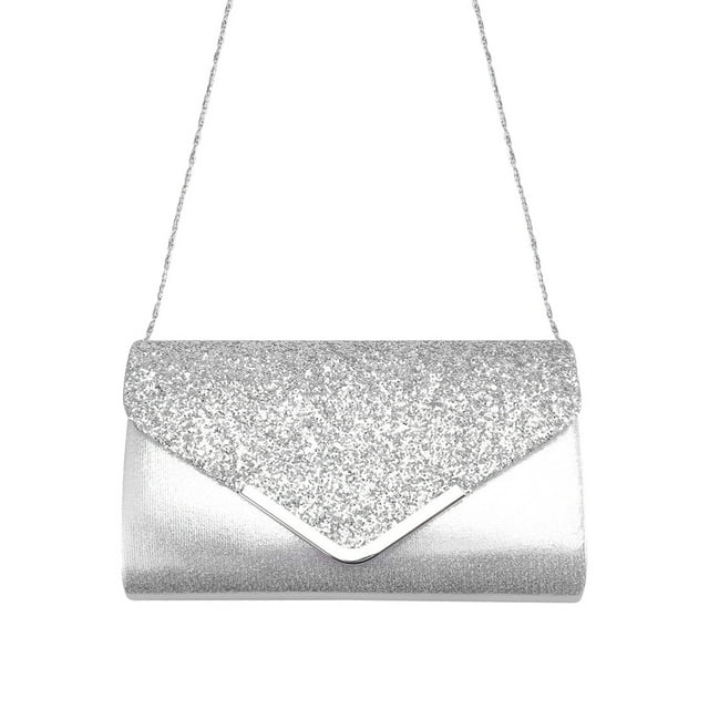 1 Pce Sac à Main de Soirée pour Femmes Sac à Main Flash pour Dîner Sac à Main pour Fête et Mariage (Argent)