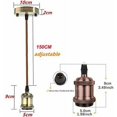 thumbnail image 2 of ZHAOCHENG Base para lámpara colgante Ineasicer E27, con cable trenzado de 1,5 m, para bombilla E27, lámpara colgante retro Edison, para restaurante, sala de estar, dormitorio y cocina (oro champán) PE, 2 of 5