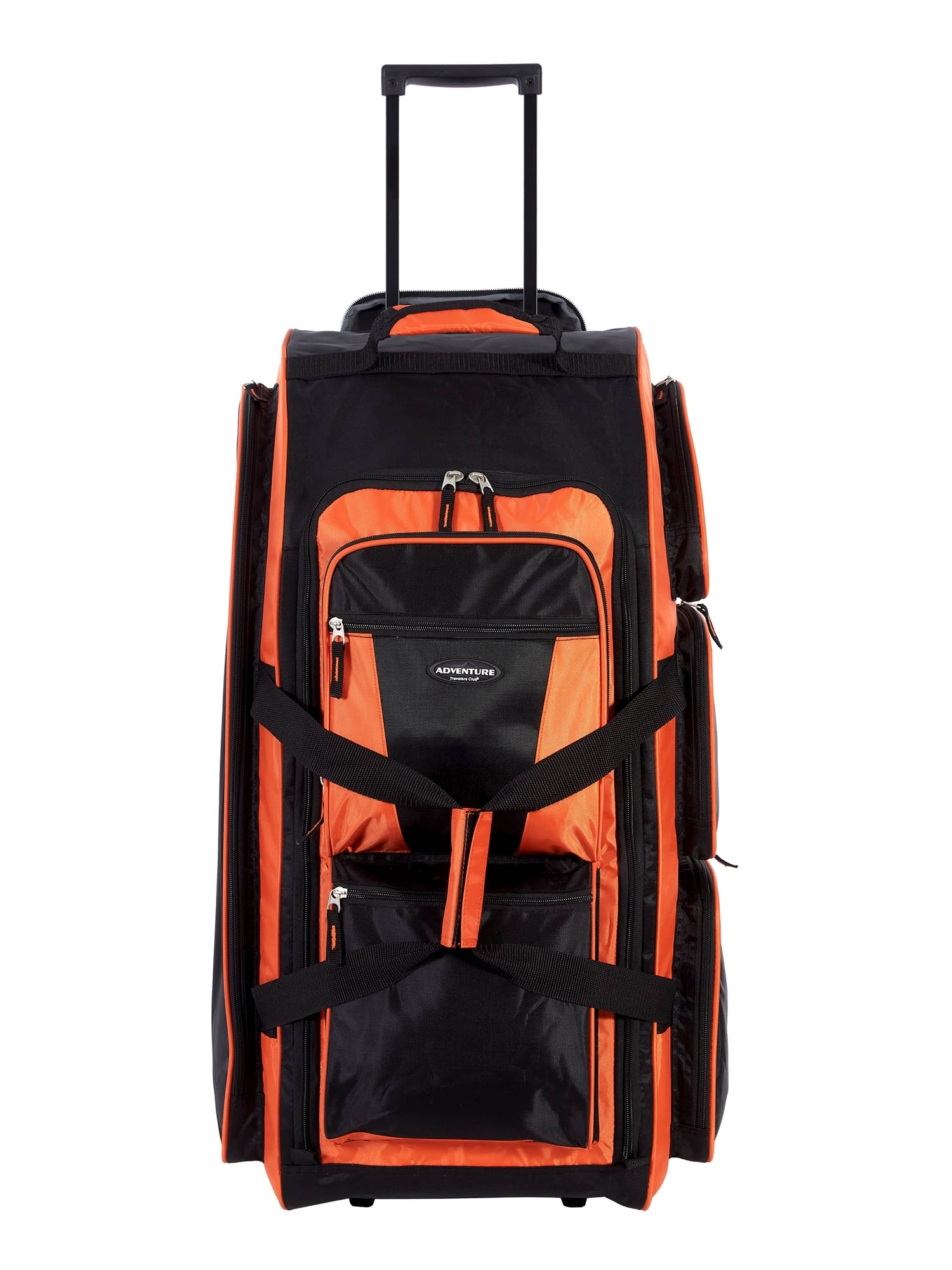 Travelers Club 30in Rolling MultiPocket Upright Duffel Bright Orange