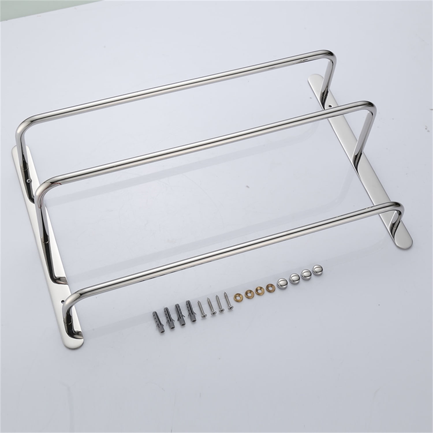 Lowestbest 304 Stainless Steel Three Towel Bars, Wall Mounted Multilayer Towel Rack, Bathroom Accessories Metal Rod, 18" Silver Lowestbest 304 Stainless Steel Three Towel Bars, Wall Mounted Multilayer Towel Rack, Bathroom Accessories Metal Rod, 18" Silver
