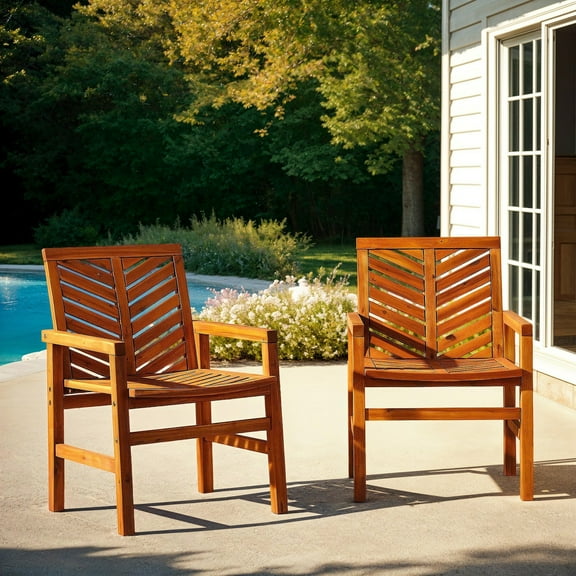 Manor Park Brown Chevron Outdoor Wood Patio Chairs, Set of 2