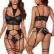 thumbnail image 1 of Gibobby Sujetador De Encaje Para Mujer Camisola de lencería para mujer, con corte de red entrecruzado, sin mangas, sexy, vestido de peluche(Negro, XG), 1 of 5