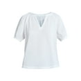 thumbnail image 5 of Time and Tru Women's Double Cloth Cotton Top with Short Sleeves, Sizes XS-XXXL, 5 of 5