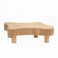 thumbnail image 6 of Sturdy 42.52 Inch Wooden Coffee Table for Living Room in Irregular Shape and Natural Color, 6 of 8