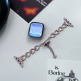 thumbnail image 4 of Compatible with Apple Watch Band 42/44/45/46/49mm, Women Heart Shape Diamond Chain Bracelet Jewelry Metal Replacement Strap for iWatch Ultra 2/1 SE Series 10 9 8 7 6 5 4 3 2 1, Pink, 4 of 4