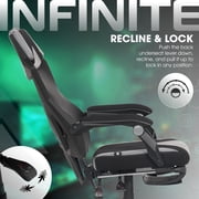 Gamer Gear Gaming Office Chair with Extendable Leg Rest, Gray/Black Fabric Upholstery