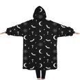 thumbnail image 2 of Oversized Wearable Blanket Hoodie,Black White Halloween Bat Moon Spider Pattern Sherpa Blanket Hoodie with Super Pockets,Super Warm Fuzzy Pullover for Women & Men, 2 of 6