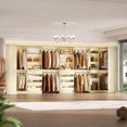 thumbnail image 3 of Homieasy 96"-128" 2-Piece Freestanding Closet System, Corner Wardrobe Organizer with Drawers & Shelves for Bedroom/Living Room，White Oak, 3 of 6