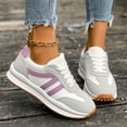 thumbnail image 3 of Rokment Platform Running Shoes Fashion Sneakers for Women Comfortable Trendy Casual Color Block Suede Leather Chunky Non Slip Walking Tennis Skate Shoes White Size 6, 3 of 9