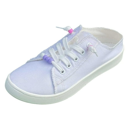 QYZEU Womens Flats Womens Summer Sandals Women Shoes Soft Soled Casual Shoes Fashionable Slip On Women Canvas Casual Shoes Summer Apparel White 38