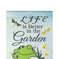 thumbnail image 5 of Northlight Life is Better in the Garden Green Frog Outdoor Garden Flag 12.5" x 18", 5 of 8