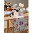 thumbnail image 6 of Pink Purple Flowers Table Runner Cotton Linen 90 Inch Holiday Dresser Scarves, Retro Botanical Floral Butterfly Tablerunner for Kitchen Coffee Dining Bedroom Living Room Dinner Scarf Décor 13''x90'', 6 of 9