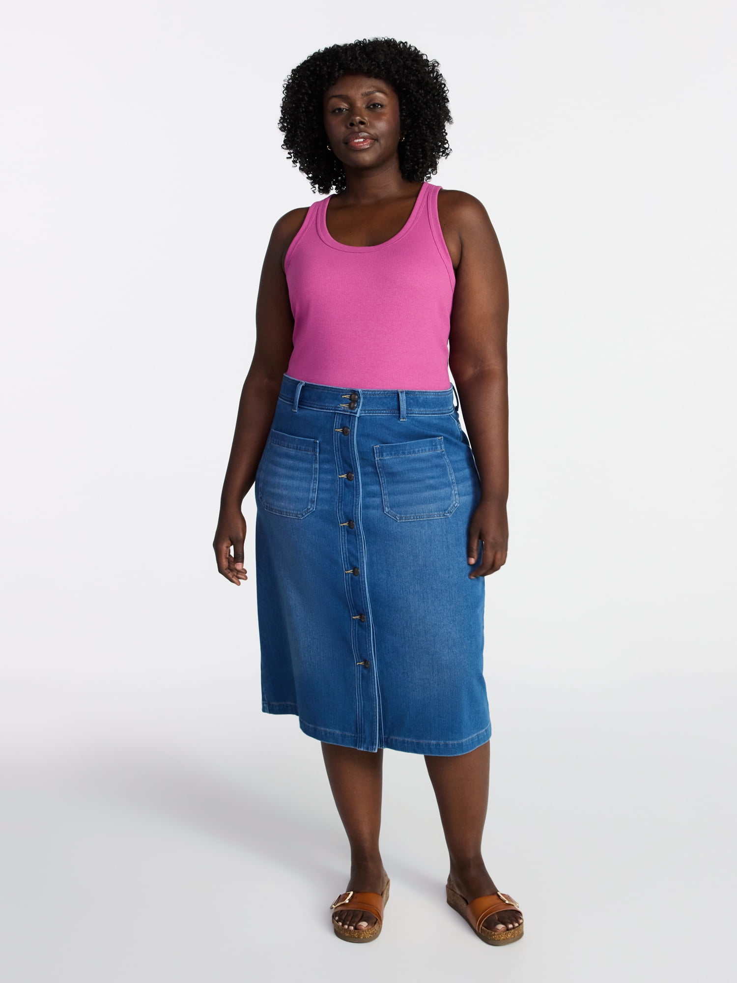 Terra & Sky Women's Plus Sleeveless Ribbed Scoop Neck Tank Top, Sizes 0X-5X