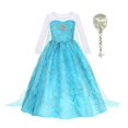 thumbnail image 1 of Disfraz de Elsa de la reina de las nieves para niñas, vestido de princesa de Frozen de Disney, ropa de lentejuelas de manga larga para cumpleaños Fivean unisex, 1 of 2