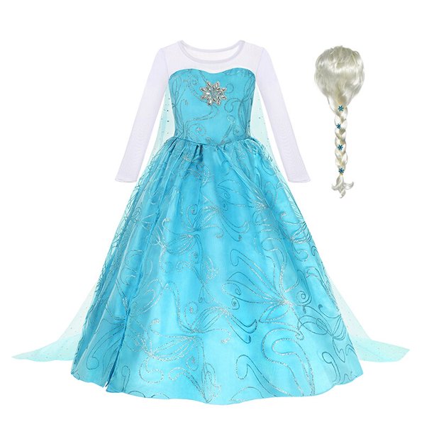 Disfraz de Elsa de la reina de las nieves para niñas, vestido de princesa de Frozen de Disney, ropa de lentejuelas de manga larga para cumpleaños Fivean unisex