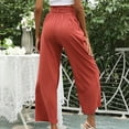 thumbnail image 6 of Wide Leg Pants for Women Summer Casual Baggy Elastic Waist Belted Ankle Pants Solid Color Palazzo Pants Trousers Womens Clothes, 6 of 7