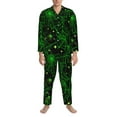 thumbnail image 4 of Kll Green Bright Web With Spiders Sleepwear Mens Flannel Pajamas,Long Cotton Pj Set, 4 of 9