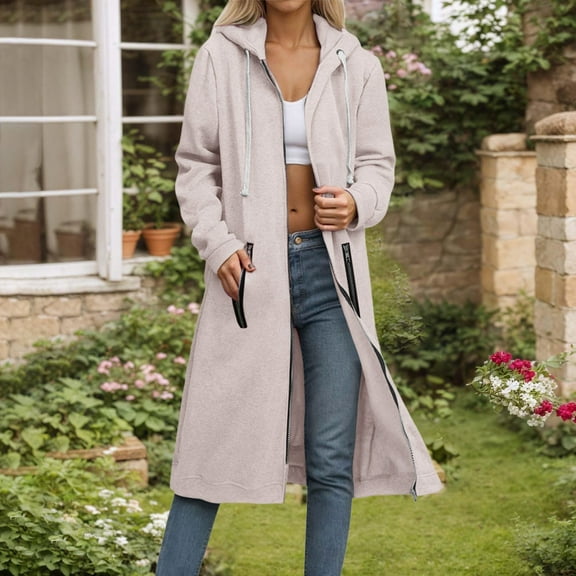 Pyhlmscde Women's Coat Solid Color Button Long Cardigan Coat, Fall Coats, Womens Tops, Women Fall Clothes