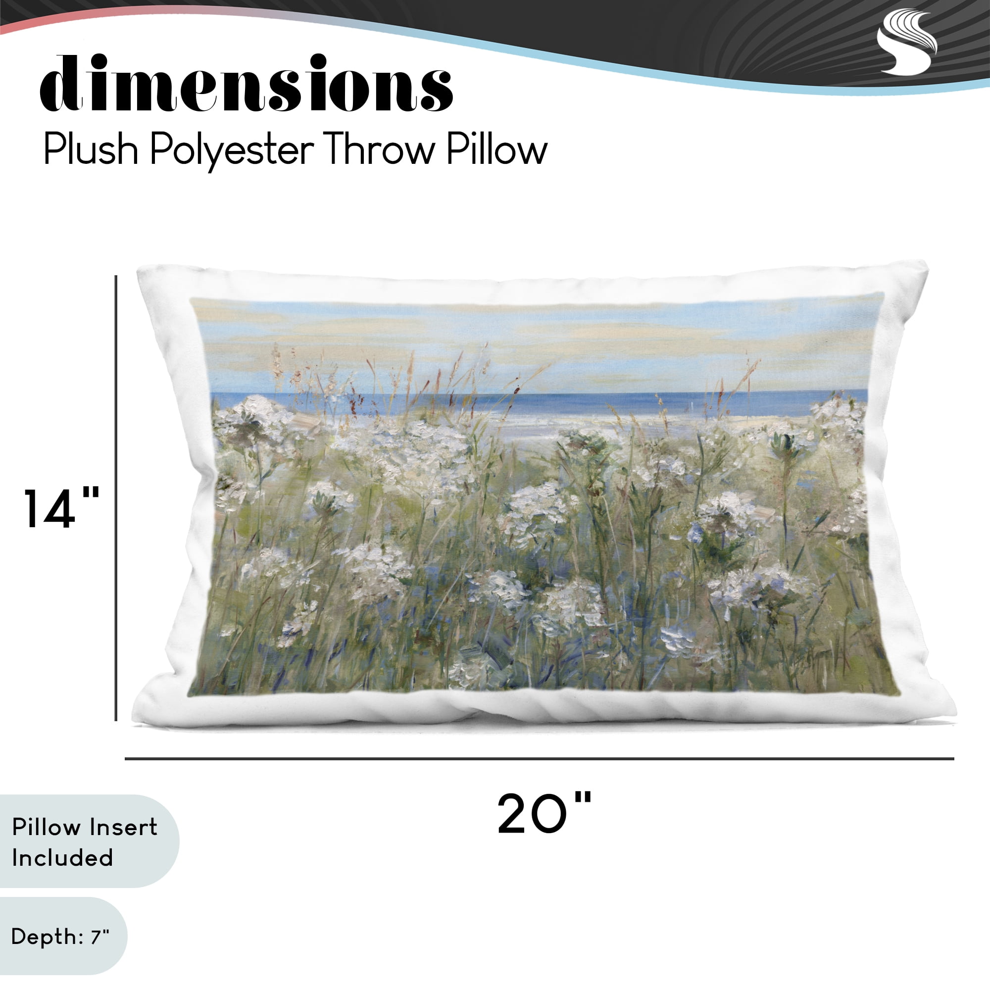 Stupell Industries Impressionist Seaside Meadow Decorative Printed Throw Pillow, design by Sally Swatland, 14 x 7 x 20