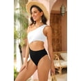 thumbnail image 4 of Langwyqu Solid Color Women One Shoulder Hollow-Out Swimsuit Bathing Suit, 4 of 5