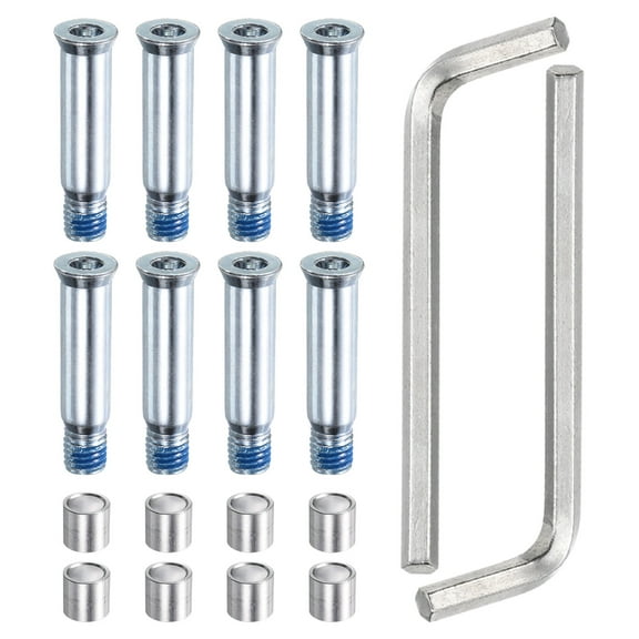 Uxcell Inline Skate Axle Screw Replacement Roller Wheel Repair Kit Accessories with Spacer Wrench, Silver 1 Set