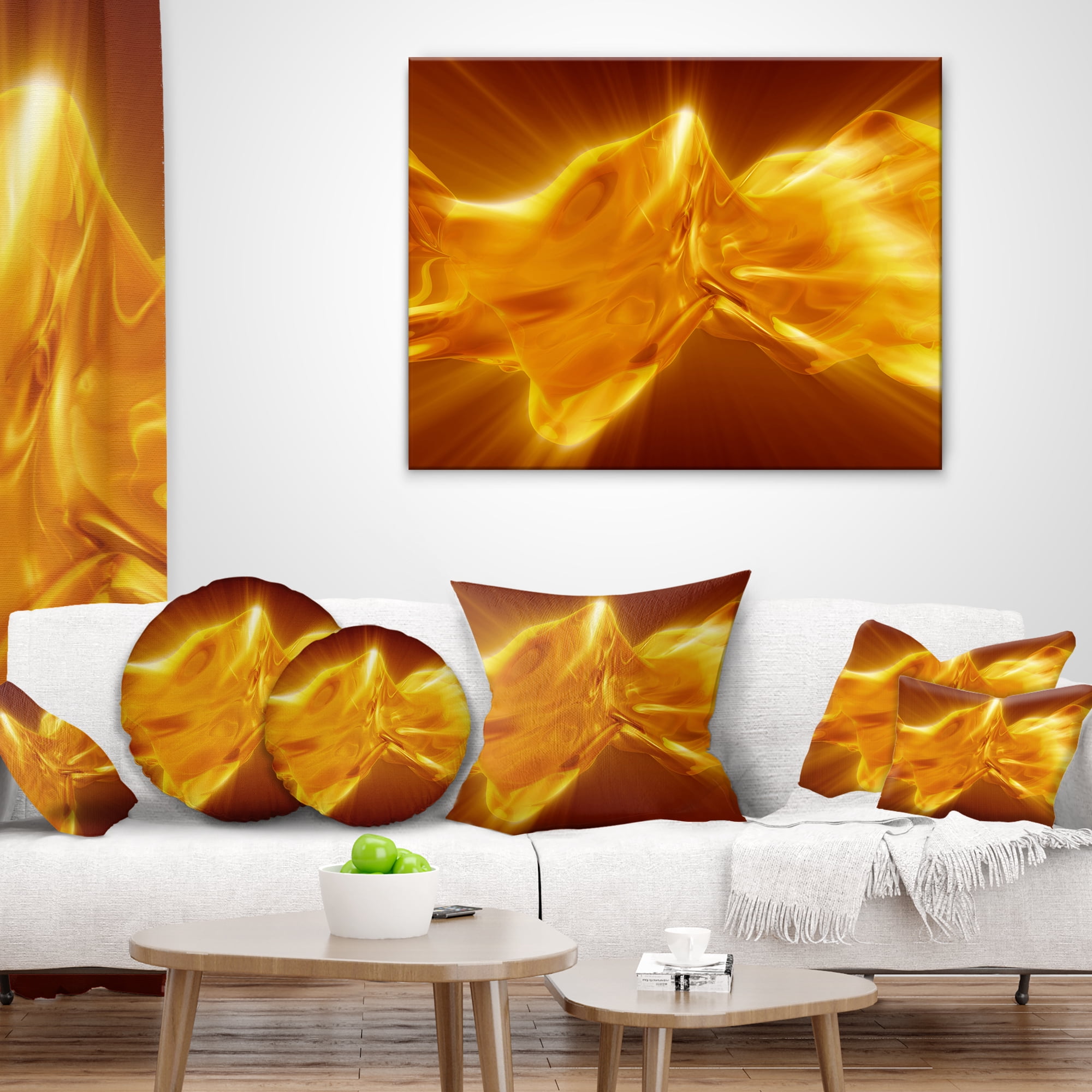 Designart Plasmas and Liquid With Fiery Shine - Abstract Throw Pillow - 16x16