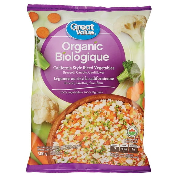 Great Value Organic California Style Riced Vegetables, 500 g