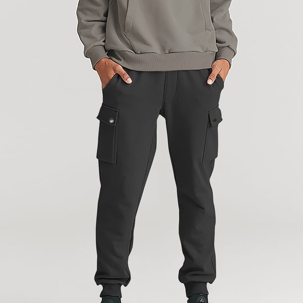 Pantalones largos de moda para hombre, con cordón, cintura elástica, color sólido, informales, largos, para hombre