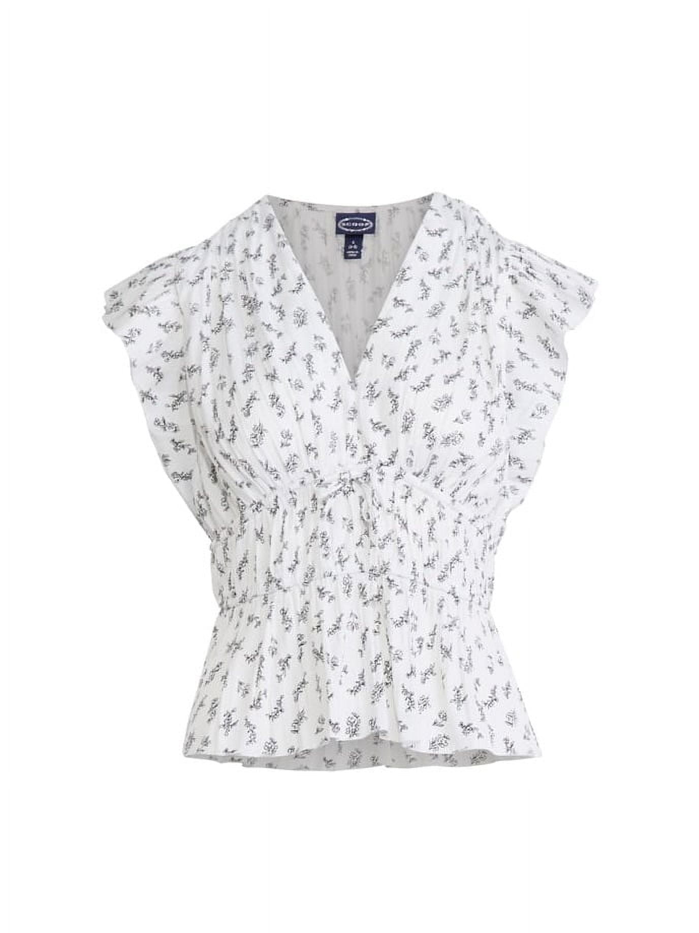 Scoop Women's V Neck Satin Top with Flutter Sleeves, Sizes XS-4X
