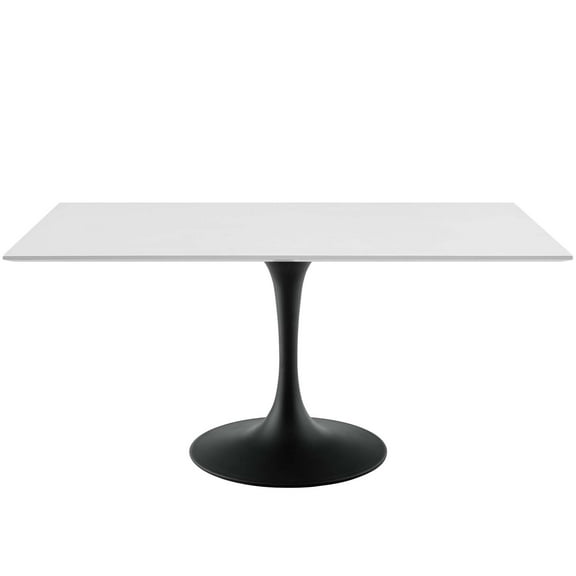 Contemporary Modern Urban Designer Kitchen Room Rectangle Dining Table, Wood Metal Steel, Black White