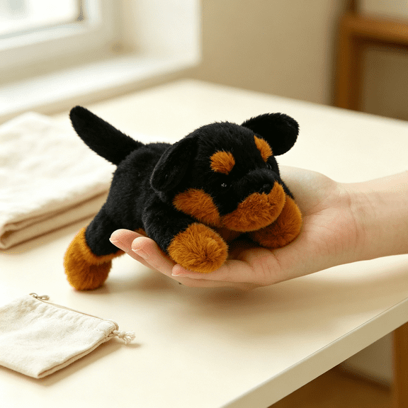 CYFW Rottweiler Dog Plush Cute Dog Stuffed Animals Small Puppy Plushies Toy Pillow Gifts for Kids Duck Stuffed Animal Black