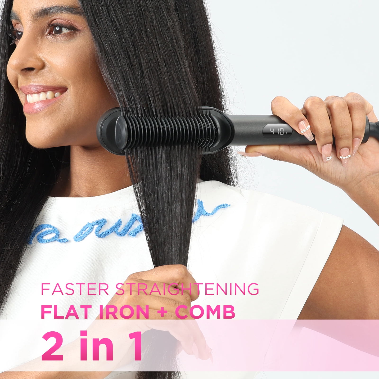Prizm Hair Straightener Brush, Ceramic Tourmaline, Titanium, 20s