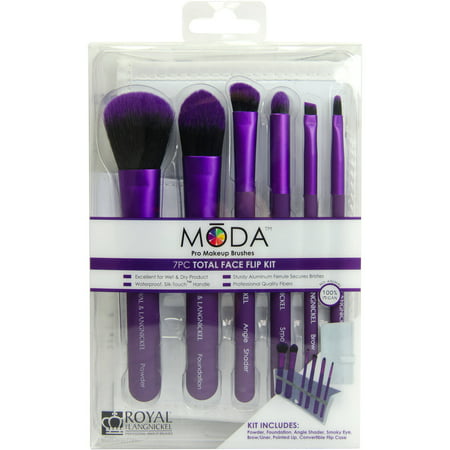 MODA Pro Makeup Brushes Total Face Flip Kit, 7 pc (Best Face Brush 2019)