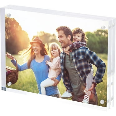SimbaLux Magnetic Acrylic Photo Frame 6 in x 8 in Free-Standing Clear Desktop Floating Display with UV Protection