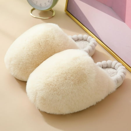 

Gubotare Womens Slippers Women s Fluffy Slippers Memory Foam Fuzzy Cloud Slippers - Open Toe Flip Flop Slip On Indoor Bedroom House Shoes Wedding Bride Slippers White 8