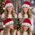 thumbnail image 6 of Christmas Santa Hat for Adults Thicken Soft Fur Xmas Holiday Hat, Ultra Warmth Classic Velvet Santa Claus Hat for Women Men while New Year Party Headwear, Hand-Stitched Fluffy Brim,Z6-Red, 6 of 9