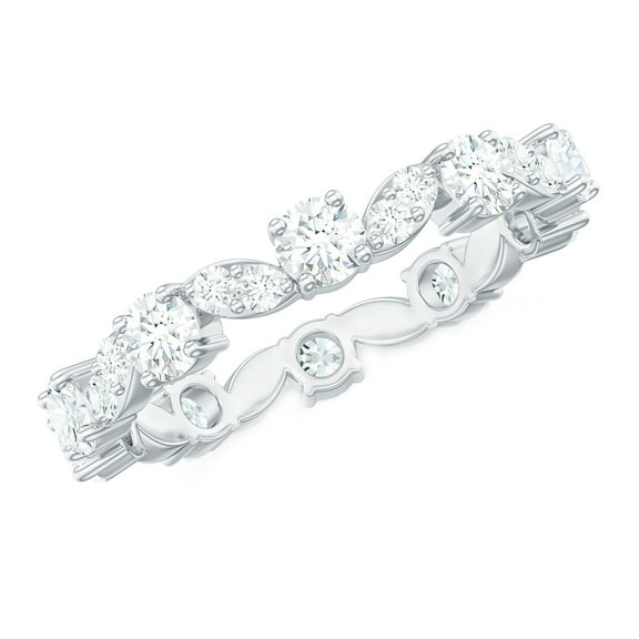 Rosec Jewels Certified Moissanite Eternity Ring for Women (1.75 CT, D-VS1 Quality), 925 Sterling Silver, US 4.00