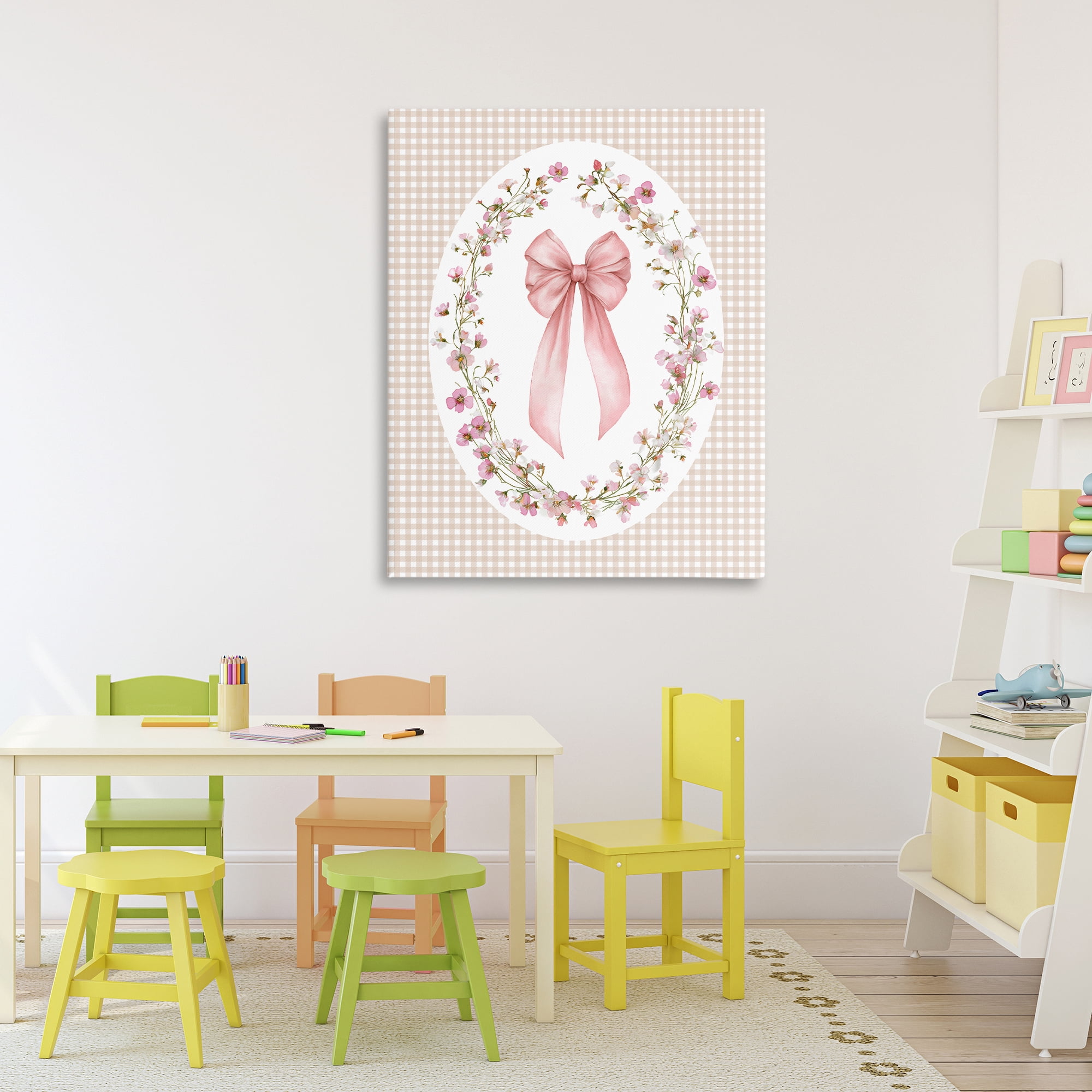Stupell Industries Feminine Gingham Bow Canvas Wall Art, design by Christine Simpson Art