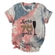 thumbnail image 1 of Camiseta de mujer Camisetas Cuello redondo Camiseta de manga corta Estampado de letras Tie-dye Camiseta Tops Blusa Regalo para mujeres Fridja  hjk6335, 1 of 4