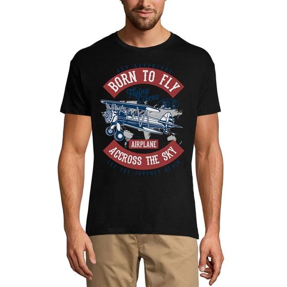 Men's Graphic T-Shirt Born To Fly Flying Circus - Airplane Eco-Friendly Limited Edition Short Sleeve Tee-Shirt Vintage Birthday Gift Novelty
