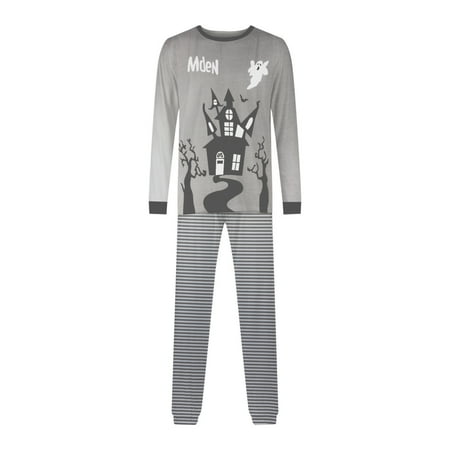 

Family Pajamas Matching Sets Ghost Print Casual Tops Printed Pants Festival Family Photo Outfits