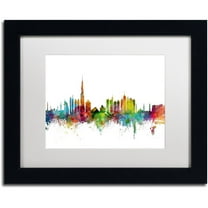 Trademark Fine Art "Dubai Skyline" Canvas Art by Michael Tompsett White Matte, Black Frame
