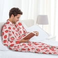 thumbnail image 6 of Naloa Strawberry Men’s Pajamas Set - Long Sleeve Button Down Sleep Shirt and Pajama Bottoms Sleepwear Set-Medium, 6 of 7