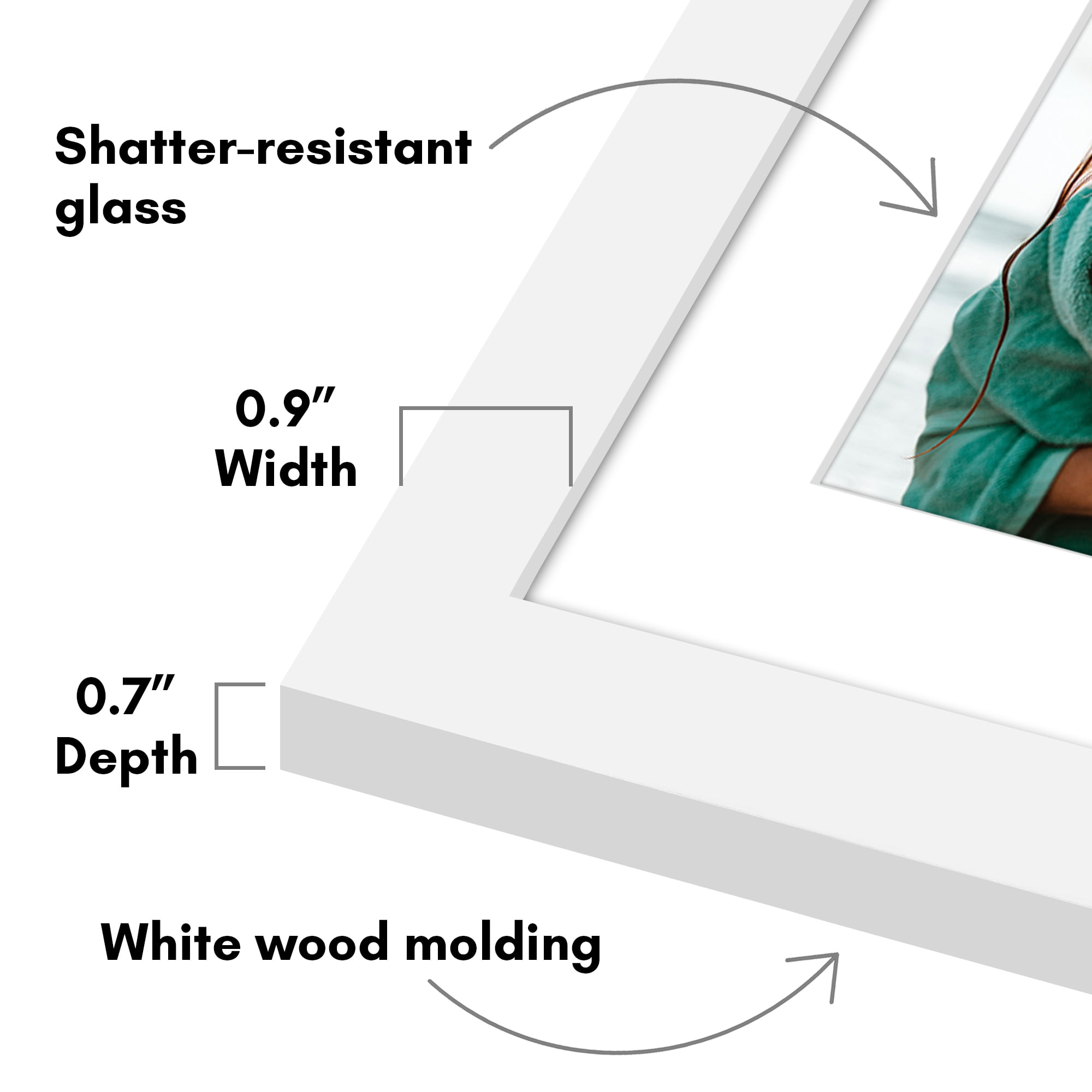 Americanflat 5x7 Double Picture Frame with Shatter-Resistant Glass Fits 2 use as One 7x16 Frame Signature - White
