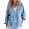 thumbnail image 7 of RKSTN Womens Tunic Tops Cotton Linen Plus Size Tunic Tops V Neck Long Sleeve Trendy Vintage Solid Color Lightweight Breathable Shirts, 7 of 7