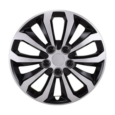 Coast 2 Coast 106114SB 14 in. 10 Spoke Wheel Cover, Silver & Black - Set of 4